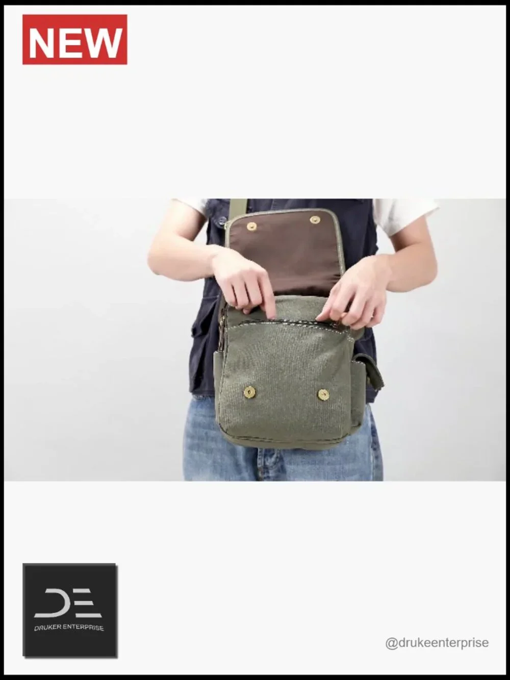 Canvas Shoulder Bag Small Messenger Crossbody Work Bag Multi-function